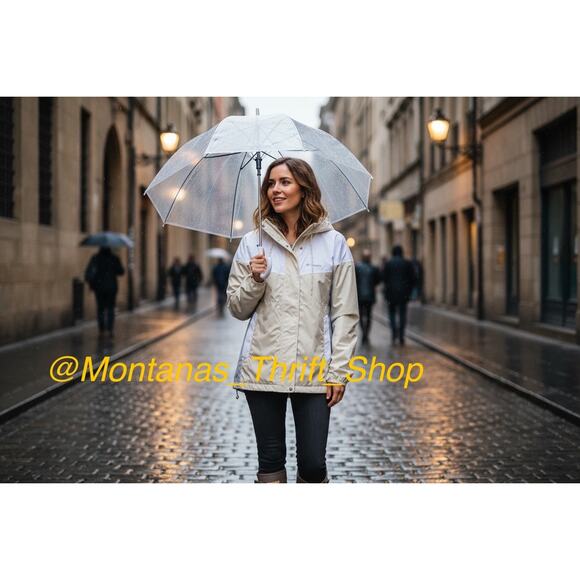 Columbia Flash Challenger Windbreaker lightweight gray cream jacket size medium - Picture 2 of 8